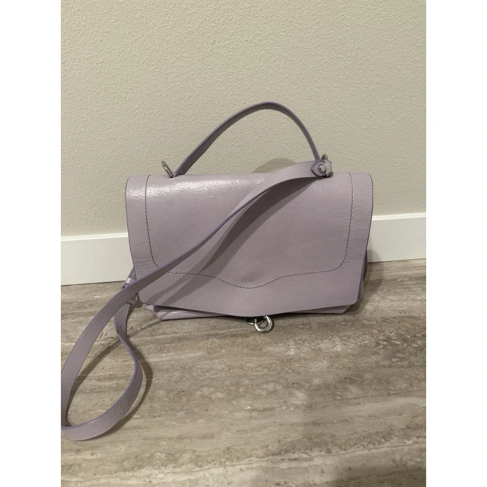 REBECCA MINKOFF Stella Leather Satchel Lilac‎ Purple Flip Over Bag Purse